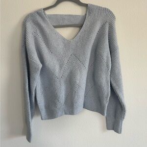 Pink Rose Light Blue V-Neck Chevron Knit Sweater